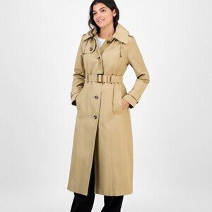 London Fog Women's Hooded Belted Maxi Trench Coat - NWOT